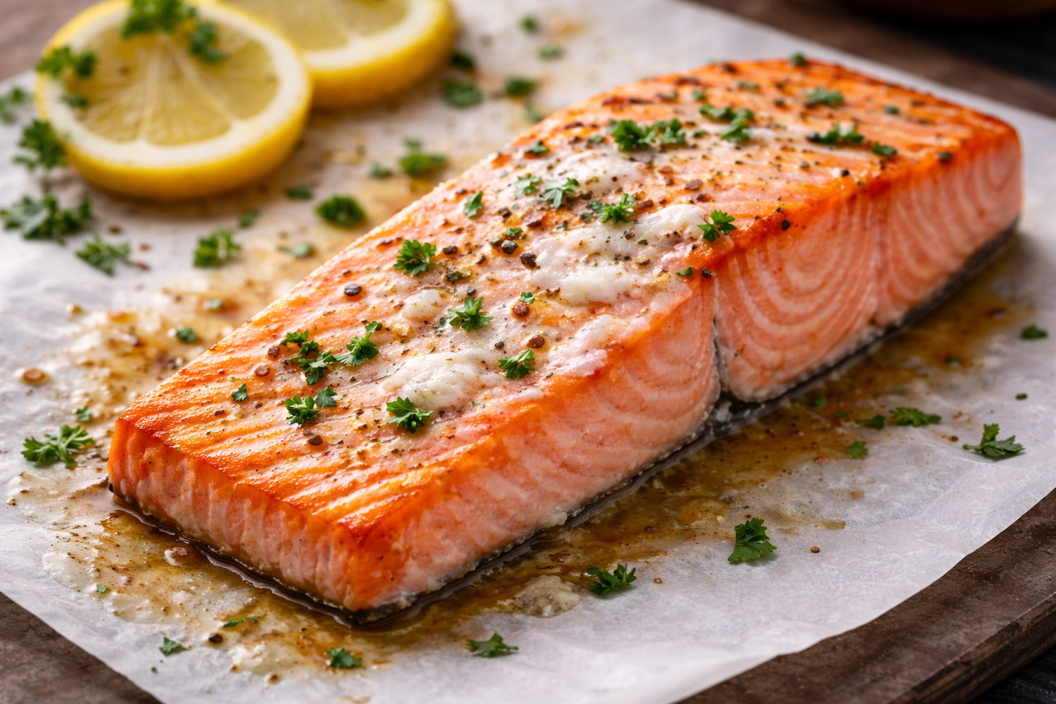 Roasted salmon with albumin